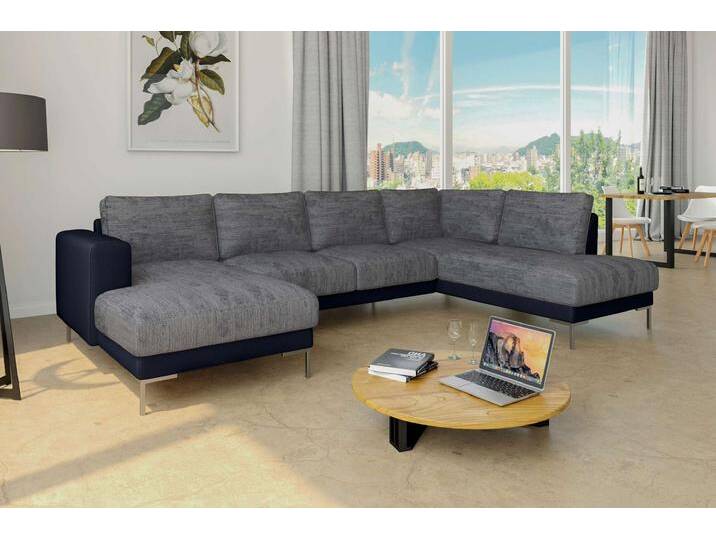 Santini Wohnlandschaft Strukturstoff BERLIN Kunstleder MADRYT Grau Schwarz Links Santini Wohnlandschaft Strukturstoff BERLIN Kunstleder MADRYT Grau Schwarz Links von 99rooms