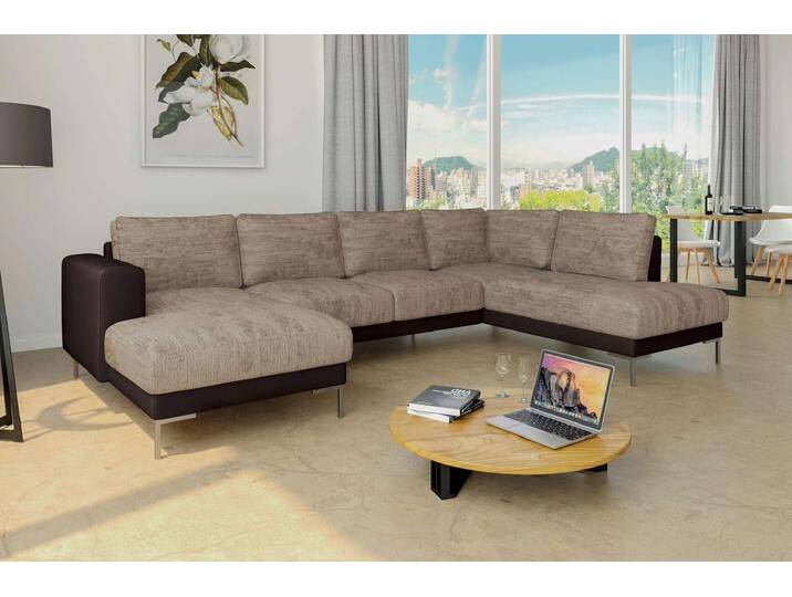 Santini Wohnlandschaft Strukturstoff BERLIN Kunstleder MADRYT Hellbraun Dunkelbraun Links Santini Wohnlandschaft Strukturstoff BERLIN Kunstleder MADRYT Hellbraun Dunkelbraun Links von 99rooms