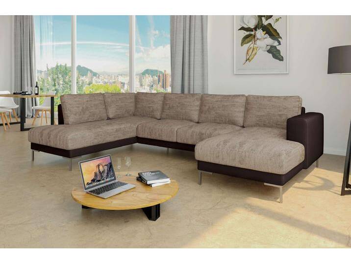 Santini Wohnlandschaft Strukturstoff BERLIN Kunstleder MADRYT Hellbraun Dunkelbraun Rechts Santini Wohnlandschaft Strukturstoff BERLIN Kunstleder MADRYT Hellbraun Dunkelbraun Rechts von 99rooms