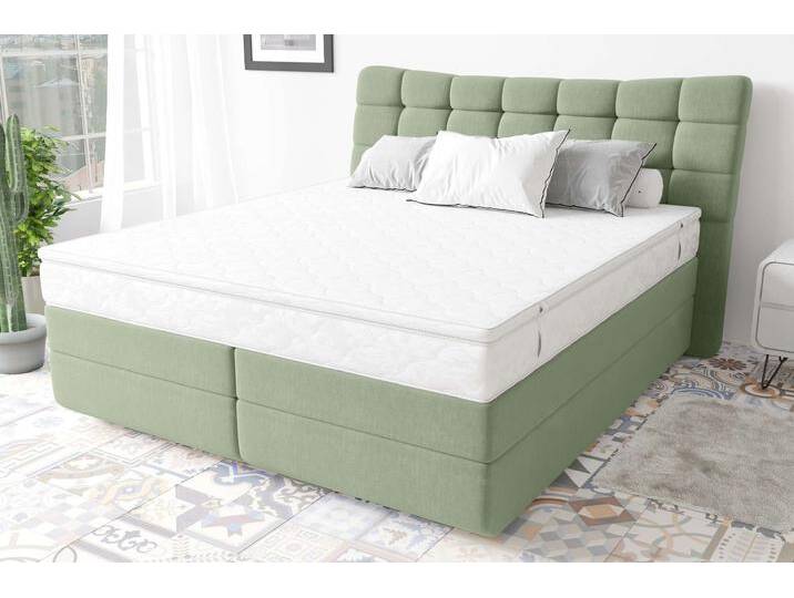 Santorini Boxspringbett Strukturstoff INARI Minze 140x200 cm Taschen-Federung Santorini Boxspringbett Strukturstoff INARI Minze 140x200 cm Taschen-Federung von 99rooms