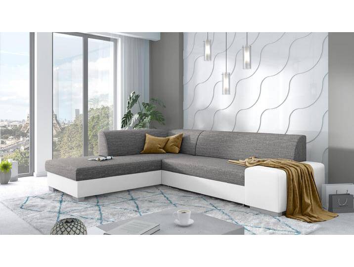 Ticino Ecksofa Kunstleder MADRYT Strukturstoff BERLIN Weiß Dunkelgrau Links mit Ticino Ecksofa Kunstleder MADRYT Strukturstoff BERLIN Weiß Dunkelgrau Links mit von 99rooms