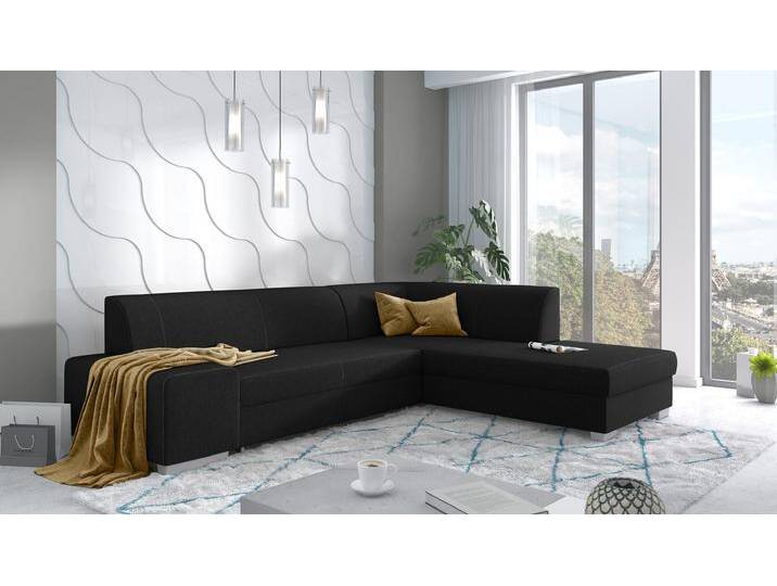 Ticino Ecksofa Webstoff MALMO_NEW Schwarz Rechts mit von 99rooms