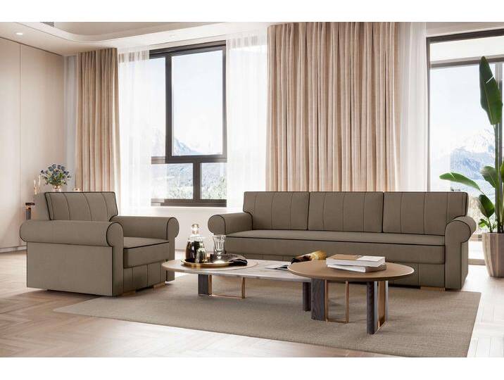 Vera Polstergarnitur I Kunstleder SOFT Hellbraun von 99rooms