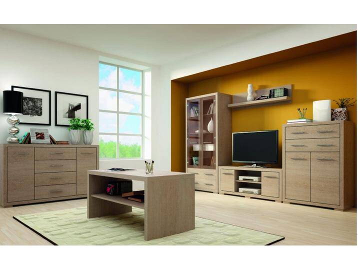 Verdum Wohnzimmerset III Santana Eiche hell ohne LED-Beleuchtung von 99rooms