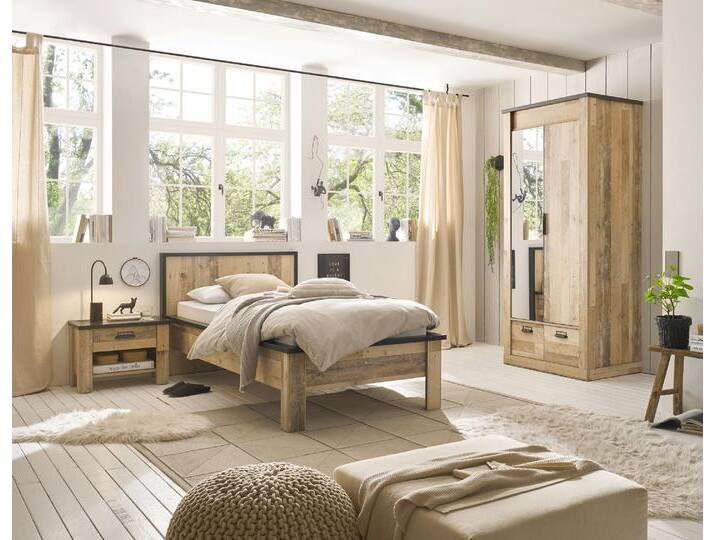 Woodsher Schlafzimmerset Altes Holz Optik Anthrazit von 99rooms