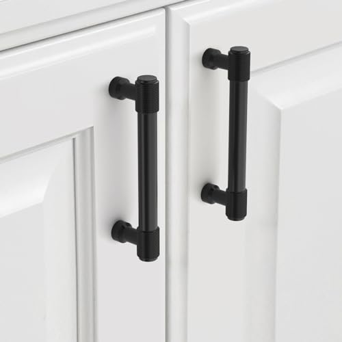 9BUILD 10 Stück Schrankgriffe Schwarz Lochabstand 96mm Griffe für Küchenschränke Gerändelte Möbelgriffe Küchengriffe griffe möbel Küchenschrank Schranktürgriffe EU0046 von 9BUILD