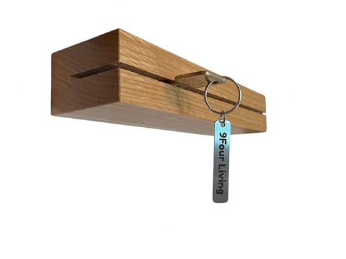 9FOUR LIVING Design-Schlüsselbrett aus Eiche 20 cm, schlicht, hochwertig und modern mit 2 in 1 Funktion |Hängen, ablegen| inklusive Montagematerial von 9FOUR LIVING