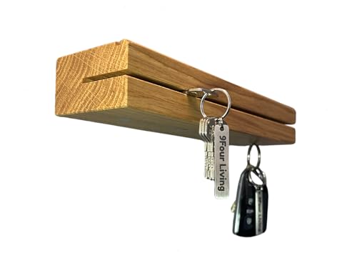 9FOUR LIVING Design-Schlüsselbrett aus Eiche 25 cm, magnetisch, hochwertig und modern mit 3 in 1 Funktion |Stecken, hängen, ablegen| inklusive Montagematerial von 9FOUR LIVING