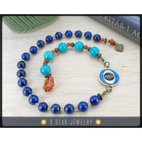 Türkis & Lapis Lazuli Mit Bahai Ringstein Symbol - Gebetskette 13x19 | Alláh-U-Abhá "Azure"- Bpb83 Türkis & Lapis Lazuli Mit Bahai Ringstein Symbol - Gebetskette 13x19 | Alláh-U-Abhá "Azure"- Bpb83 von 9StarJewelry