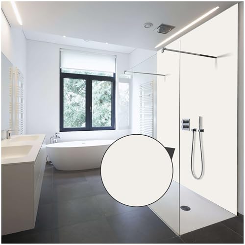 WALLando Premium Duschrückwand 250 x 100 cm – Einfach zu montierende Wandverkleidung für Dusche & Bad – Hochwertige PVC-Duschwand, einfarbig & seidenmatt – Weiß von WALLando