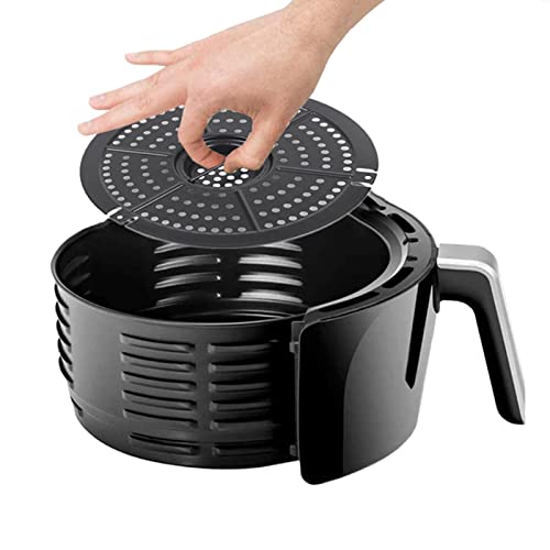 A/A Frischhalteplatte für Heißluftfritteuse | Air Fryer Ersatz-Grillpfanne für Air Fryers | Runde Backofen-Grillpfanne für Luftfritteusen, Grillpfannenplatte mit Antihaftbeschichtung und Griff von A/A