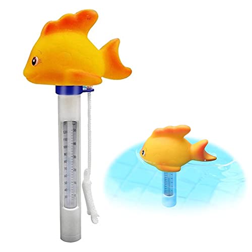 Wasserthermometer – bruchsicheres Wasserthermometer mit Schnur, niedliches Goldfisch-Wassertemperatur-Thermometer für Schwimmbäder, Spas, Whirlpools, Aquarien, Poolzubehör A/a von A/A