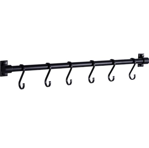PEPAXON Hakenleiste Küche Hakenleiste Küchenhelfer Hängeleiste Küchenhalter Hängeleiste Bad Hakenleiste Pfannenhalt (40cm-6 Haken) von PEPAXON