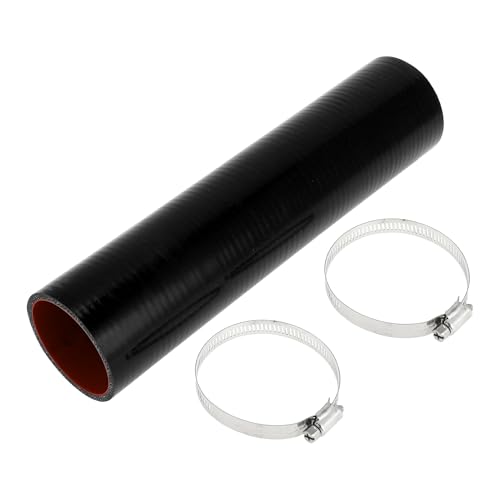 A ABSOPRO 1 Satz 63mm/2,48" ID 305mm/12,01" Länge 0 Grad Schwarz Rot Auto Silikonschlauch Kühlmittelschlauch mit Schellen Universal von A ABSOPRO