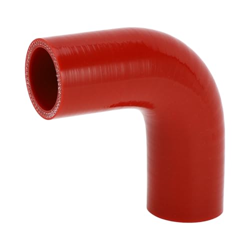 A ABSOPRO 1 Stück 38mm/1,50" ID 90mm/3,54" Länge 90 Grad Rot Auto Silikonschlauch Kühlmittelschlauch Universal von A ABSOPRO