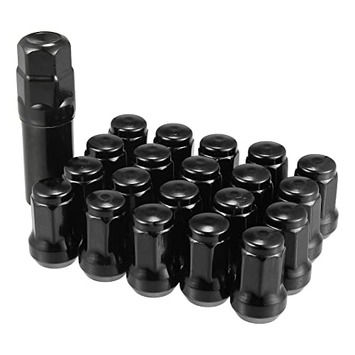 A ABSOPRO 21 Stück Auto M12x1.25 Heptagon Radmutter 32mm Schrauben Schwarz von A ABSOPRO