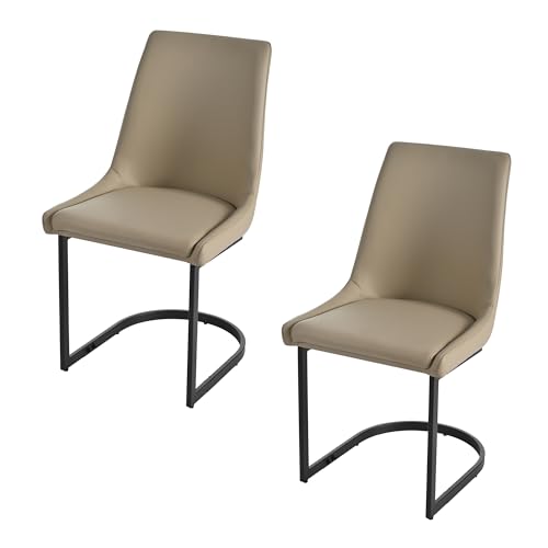 A ALFRESCOOL 2st Esszimmerstühle Aus PU-Leder Moderne Küchenstühle Esstischstühle Mit Hohe Rückenlehne Für Esszimmer, Wohnzimmer Stühle, Khaki von A ALFRESCOOL
