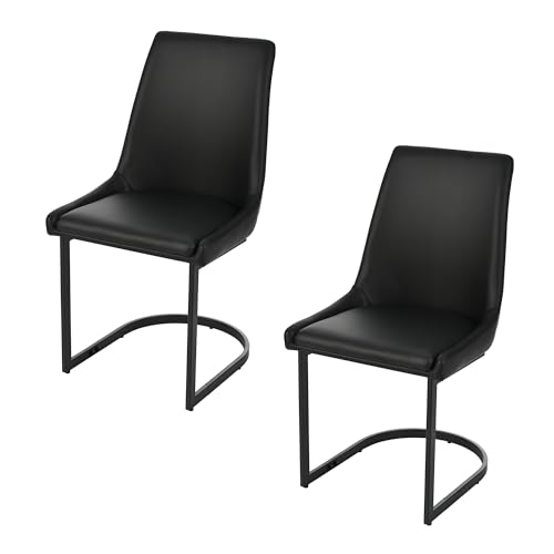 A ALFRESCOOL 2st Esszimmerstühle Aus PU-Leder Moderne Küchenstühle Esstischstühle Mit Hohe Rückenlehne Für Esszimmer, Wohnzimmer Stühle, Schwarz von A ALFRESCOOL