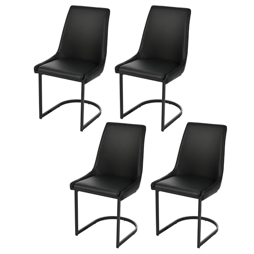 A ALFRESCOOL 4st Esszimmerstühle Aus PU-Leder Moderne Küchenstühle Esstischstühle Mit Hohe Rückenlehne Für Esszimmer, Wohnzimmer Stühle, Schwarz von A ALFRESCOOL