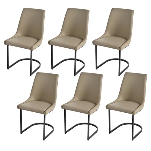 A ALFRESCOOL 6st Esszimmerstühle Aus PU-Leder Moderne Küchenstühle Esstischstühle Mit Hohe Rückenlehne Für Esszimmer, Wohnzimmer Stühle, Khaki von A ALFRESCOOL