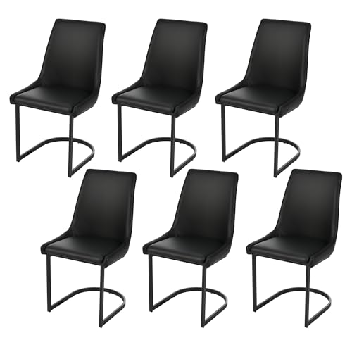 A ALFRESCOOL 6st Esszimmerstühle Aus PU-Leder Moderne Küchenstühle Esstischstühle Mit Hohe Rückenlehne Für Esszimmer, Wohnzimmer Stühle, Schwarz von A ALFRESCOOL