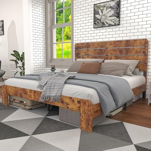 A ALFRESCOOL Doppelbettgestell 160x200 cm, Bettgestell, Antik Design mit Eisenlattenrost Hohes Kopfteil & Stabiler Eisenrohrrahmen Für Erwachsene, Jugendliche und Kinder von A ALFRESCOOL