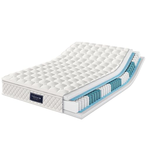 A ALFRESCOOL Federkernmatratze, 7 Zonen Kaltschaum Matratze, Taschenfederker, 100% Oeko-Tex Zertifiert, Versteppter Mikrofaserbezug-Topping,100 Nächte Probeschlafen, Härtegrad H3, 140x200x25cm (Weiß) A ALFRESCOOL Federkernmatratze, 7 Zonen Kaltschaum Matratze, Taschenfederker, 100% Oeko-Tex Zertifiert, Versteppter Mikrofaserbezug-Topping,100 Nächte Probeschlafen, Härtegrad H3, 140x200x25cm (Weiß) von A ALFRESCOOL