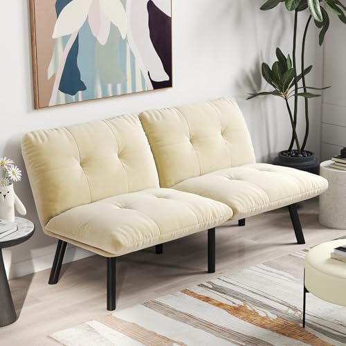 A ALFRESCOOL Sofa mit Schlaffunktion, Sofa 2 Sitzer, Schlafsofa Klein, Platzsparendes Gästebett, Verwendung als Liege, Geeignet für Wohnzimmer, Schlafzimmer, 160 * 81 * 78cm von A ALFRESCOOL