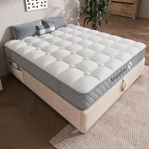 A ALFRESCOOL Matratze, Mattress, Orthopädische Kaltschaummatratze, mit 7-Zonen-Taschenfederkern, Härtegrad H3 (mittelfest)–Oeko-TEX® Zertifiziert, 4 Griffe+Vakuumverpackt, 200×140×20cm (Weiß) von A ALFRESCOOL