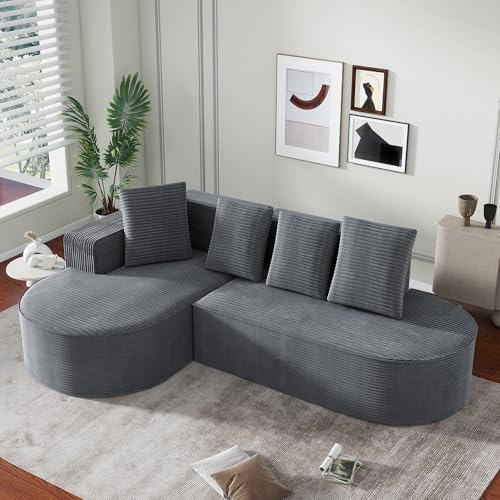 A ALFRESCOOL Modulares Kombinationssofa (L-Liegestühle), modernes Cloud-Kombinationssofa (Tiefsitze), Modulares Schlafsofa, Schwammkompressionssofa (ohne Montage), 265 x 67 cm Grau von A ALFRESCOOL