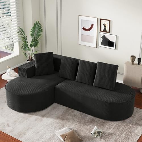 A ALFRESCOOL Modulares Kombinationssofa (L-Liegestühle), modernes Cloud-Kombinationssofa (Tiefsitze), Modulares Schlafsofa, Schwammkompressionssofa (ohne Montage), 265 x 67 cm Schwarz von A ALFRESCOOL