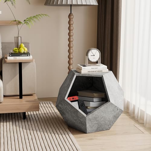 A ALFRESCOOL Side Table, MDF Multi-Purpose Furniture, Sofatisch, Beistelltisch aus Holz, Pet Furniture, für Kaffee und Laptop, 66CM (Zementgrau) von A ALFRESCOOL