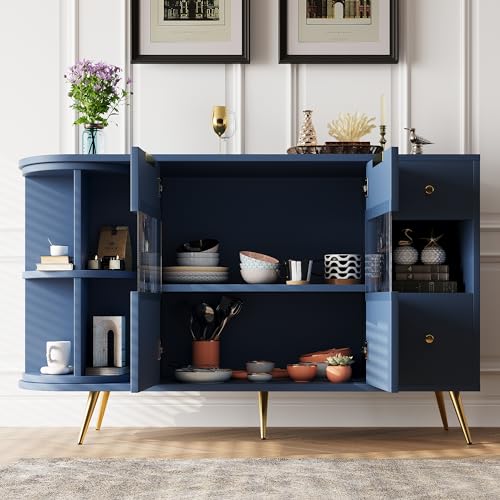 A ALFRESCOOL Sideboard Esszimmer Wohnzimmer Aufbewahrungsschränke mit Glasschiebetüren und LED-Leuchten Holzanrichte Freistehende Schränke Buffetschränke Küchenmöbel Blau A ALFRESCOOL Sideboard Esszimmer Wohnzimmer Aufbewahrungsschränke mit Glasschiebetüren und LED-Leuchten Holzanrichte Freistehende Schränke Buffetschränke Küchenmöbel Blau von A ALFRESCOOL