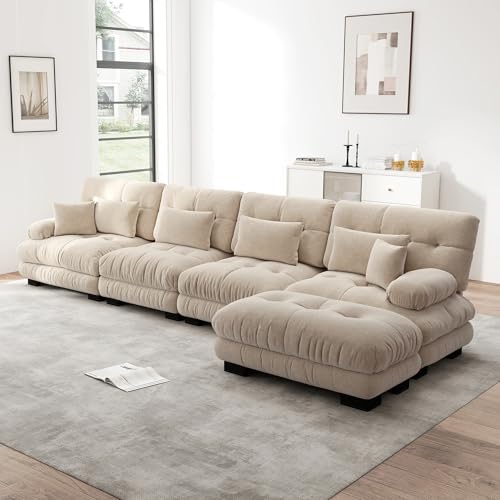 A ALFRESCOOL Sofa mit Schlaffunktion, Sofa 4 Sitzer, Boneless Couch, Modulares Ecksofa, L-förmiges Couch Set, 4-Sitzer Komfortable Cloud Couches mit Ottoman, DIY-Kombination Braun A ALFRESCOOL Sofa mit Schlaffunktion, Sofa 4 Sitzer, Boneless Couch, Modulares Ecksofa, L-förmiges Couch Set, 4-Sitzer Komfortable Cloud Couches mit Ottoman, DIY-Kombination Braun von A ALFRESCOOL