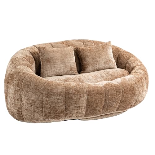 Bean Bag, Sofa Lazy Sofa Durable Comfort Lounger, High Back Bean Bag Chair Couch für Erwachsene und Kinder, Indoor & Outdoor, Accent Floor Soft Lounge Chair (Braun Chenille) von A ALFRESCOOL