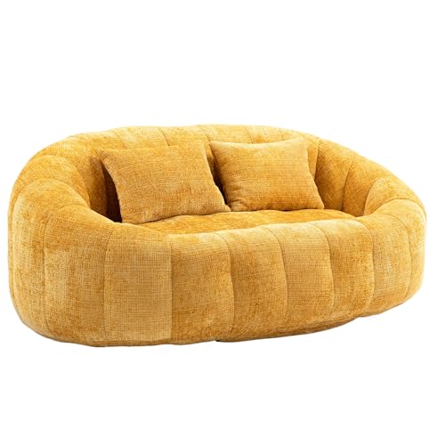 Bean Bag, Sofa Lazy Sofa Durable Comfort Lounger, High Back Bean Bag Chair Couch für Erwachsene und Kinder, Indoor & Outdoor, Accent Floor Soft Lounge Chair (Gelb Chenille) von A ALFRESCOOL