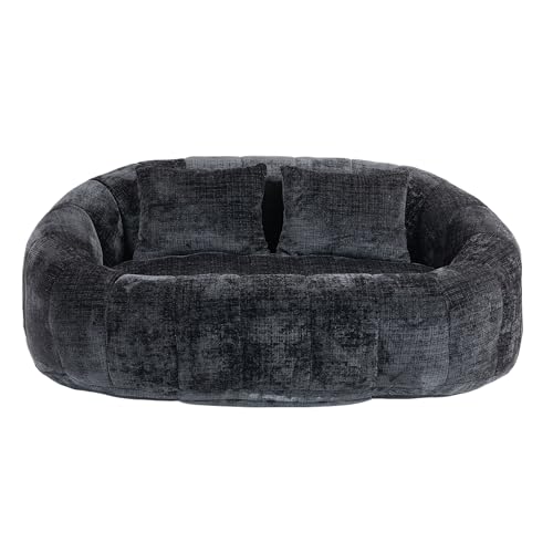 Bean Bag, Sofa Lazy Sofa Durable Comfort Lounger, High Back Bean Bag Chair Couch für Erwachsene und Kinder, Indoor & Outdoor, Accent Floor Soft Lounge Chair (Schwarz Chenille) von A ALFRESCOOL