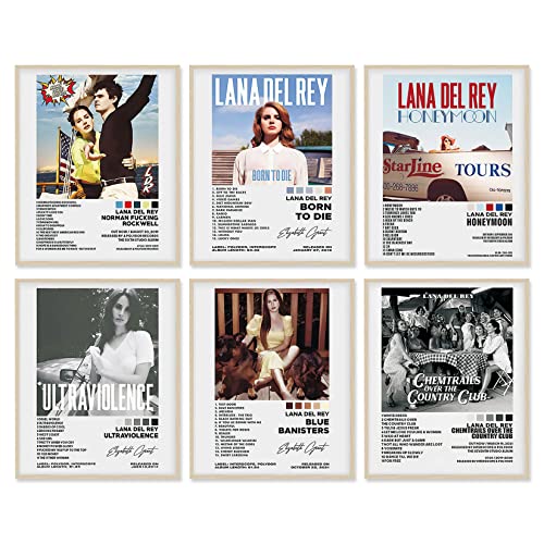 A ART·ZONE Lana Del Rey Poster 8x10 Zoll Leinwanddrucke ungerahmt Satz von 6 Wandkunst Zimmer Dekor Bjork Poster Records für Wandästhetik Album Cover Poster Drucken von A ART·ZONE