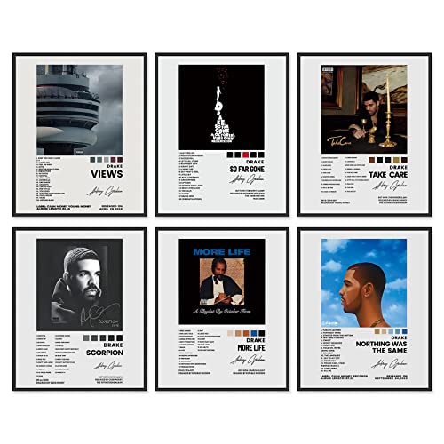 Drake Poster 8x10 Zoll Leinwanddrucke ungerahmt Satz von 6 Musik Album Cover Poster für Raumästhetik Leinwand Wand Kunst Raum Dekor für Teen Mädchen von A ART·ZONE