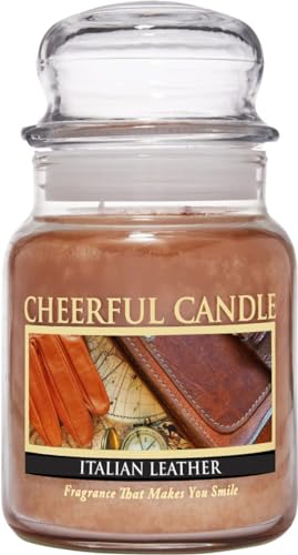 A Cheerful Giver - Italian Leather - 24oz Scented Candle Jar - Cheerful Candle -135 Hours of Burn Time, Candles Gifts for Women von A Cheerful Giver