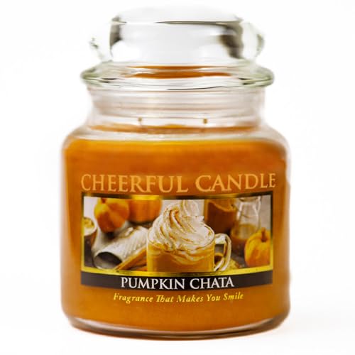 A Cheerful Giver – Pumpkin Chata – Mittelgroße Duftkerze im Glas mit Deckel – fröhliche Kerze – 80 Stunden Brenndauer für Frauen, Orange von A Cheerful Giver