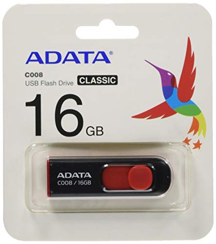 ADATA 16GB USB-Stick C008 Slider USB 2.0 schwarz rot von ADATA