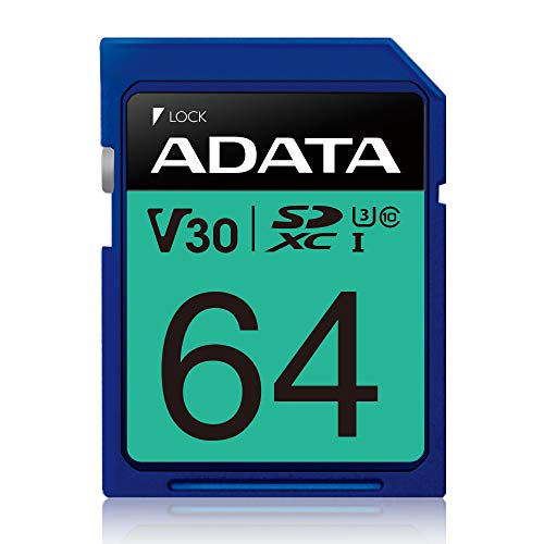 ADATA ASDX64GUI3V30S-R Speicherkarte 64 GB SDXC Klasse 10 UHS-I – Flash-Speicher (64 GB, SDXC, Klasse 10, UHS-I, 100 MB/s, schwarz, blau) von ADATA