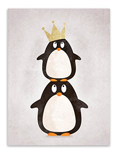 Nordisch Niedlich Tier Poster und Drucke Segeltuch Eisbär Nilpferd Pinguin Karikatur Mauer Kunst Gemälde Baby Kind Kindergarten Dekoration Ungerahmt PTWC009-XL von A Design Direct