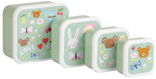 A LITTLE LOVELY COMPANY 4er Set Lunchboxen Fantasie Freude von A LITTLE LOVELY COMPANY