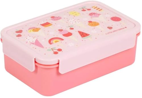 A LITTLE LOVELY COMPANY Bento-Lunchbox mit 3 Fächern, Motiv Eiscreme von A LITTLE LOVELY COMPANY