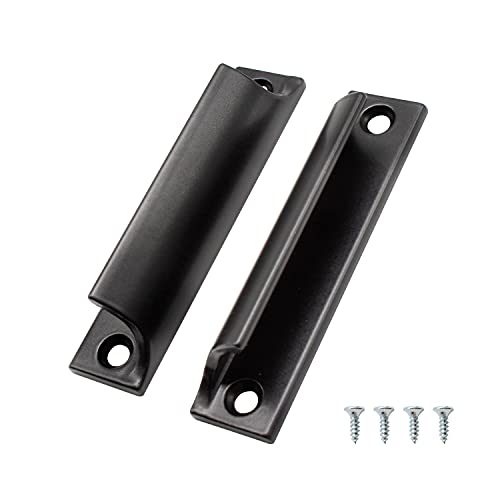 AMONENZ 2 Stück Möbel Türgriffe Griffe, Aluminium Schiebetürgriff, Drawer Curved Handle Pull, für Kleiderschrank, Gartentür, Schuppentür (Schwarz) von AMONENZ