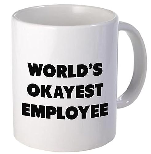 A Mug To Keep Kaffeebecher mit Aufschrift "World's Okayest Employee", 325 ml von A Mug To Keep Designs
