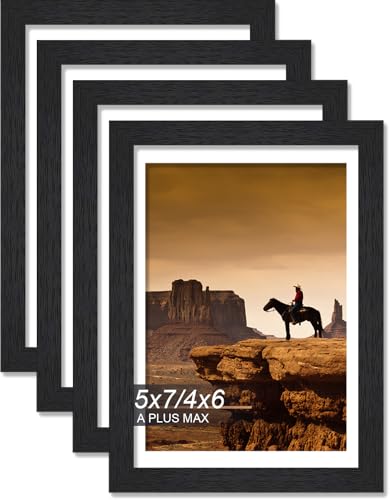 A PLUS MAX Bilderrahmen, 12,7 x 17,8 cm, 4 Stück, schwarzer Holzrahmen für 12,7 x 17,8 cm, Rahmen mit Holzmaserung für die Wand, 4 Stück, schwarz, 12,7 x 17,8 cm A PLUS MAX Bilderrahmen, 12,7 x 17,8 cm, 4 Stück, schwarzer Holzrahmen für 12,7 x 17,8 cm, Rahmen mit Holzmaserung für die Wand, 4 Stück, schwarz, 12,7 x 17,8 cm von A PLUS MAX
