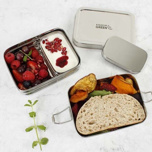 A Slice of Green Edelstahl Lunchbox Doppeldecker inkl. Minibox (15,5x10x7,5cm) von A Slice of Green